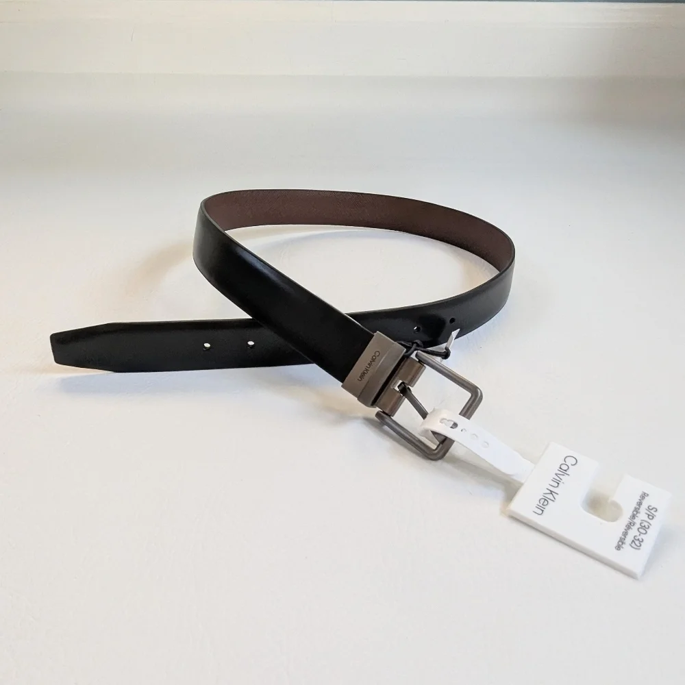BNWT Calvin Klein Men's Reversible Belt Black Brown Size Small